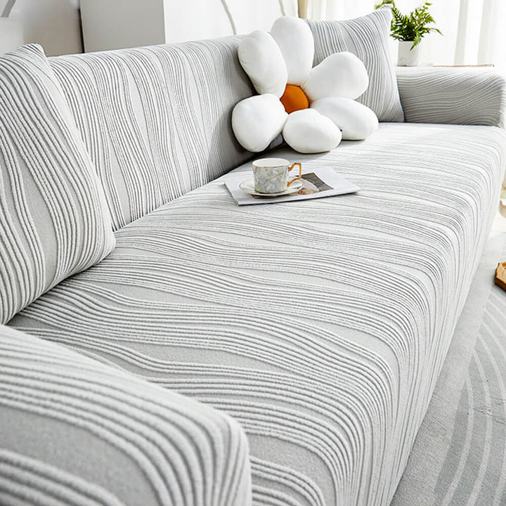 Robuster Jacquard-Sofabezug, elastisch & kratzfest, idealer Möbelschutz für Ihr Wohnzimmer.
