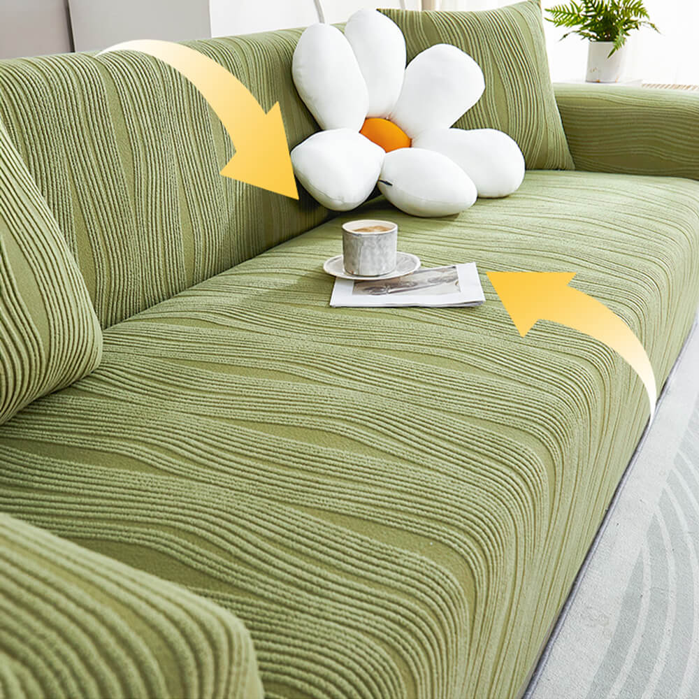 Stilvoller Jacquard-Sofabezug in Beige, vollumfassender Schutz für Ihr Sofa, waschbar & robust.