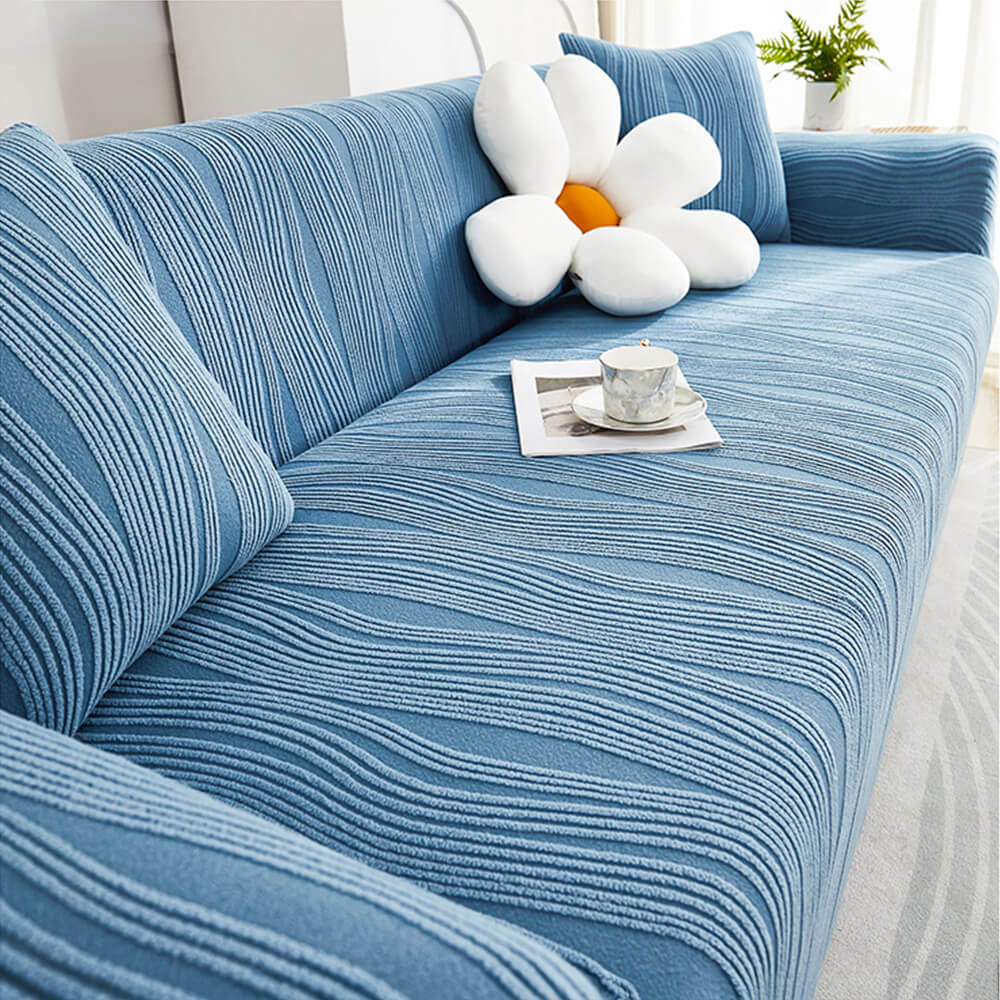 Vollbezug Sofahusse aus Jacquard-Stoff, robust und elastisch, schützt das Sofa rundum vor Schmutz.