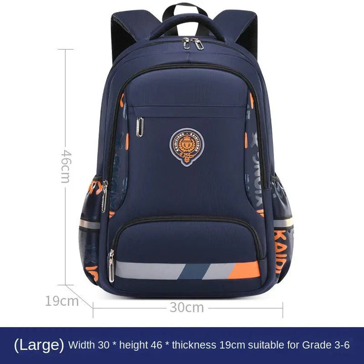 Stilvoller Jungen Schulrucksack Blau/Schwarz, robust. Praktischer, wasserdichter & orthopädischer Kinderrucksack.
