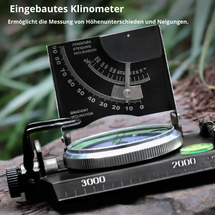 Stabiler Kompass mit robuster Bauweise, perfekt für Wanderer, Camper und Outdoor-Fans.