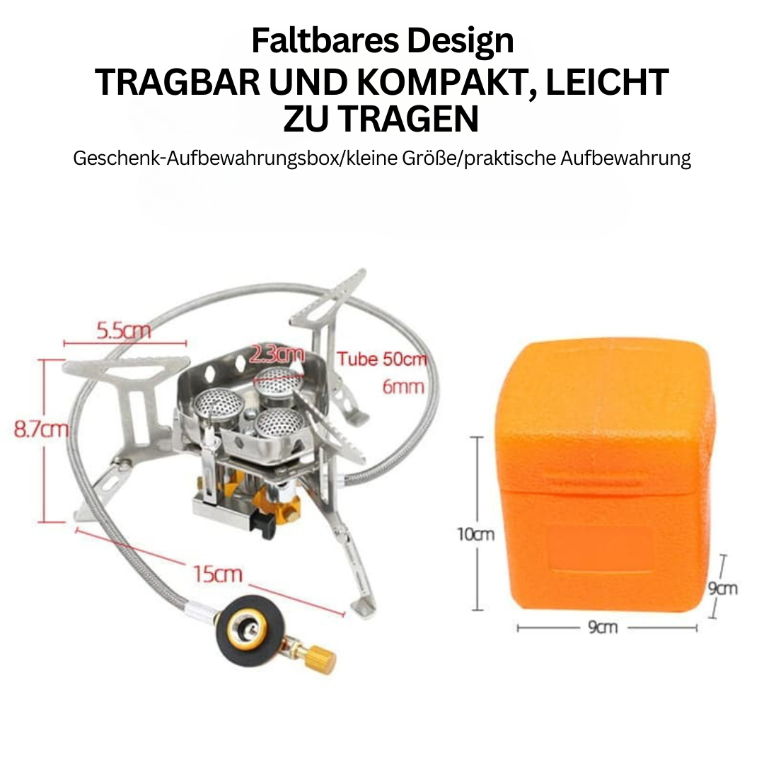 Praktischer Outdoor Gasbrenner, tragbarer Kocher für Camping, Picknick und Wanderungen.