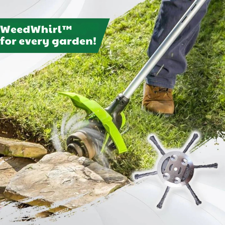 Robuster Rasentrimmer Drahtbürstenkopf für effiziente Unkrautentfernung und saubere Rasenkantenpflege im Garten.