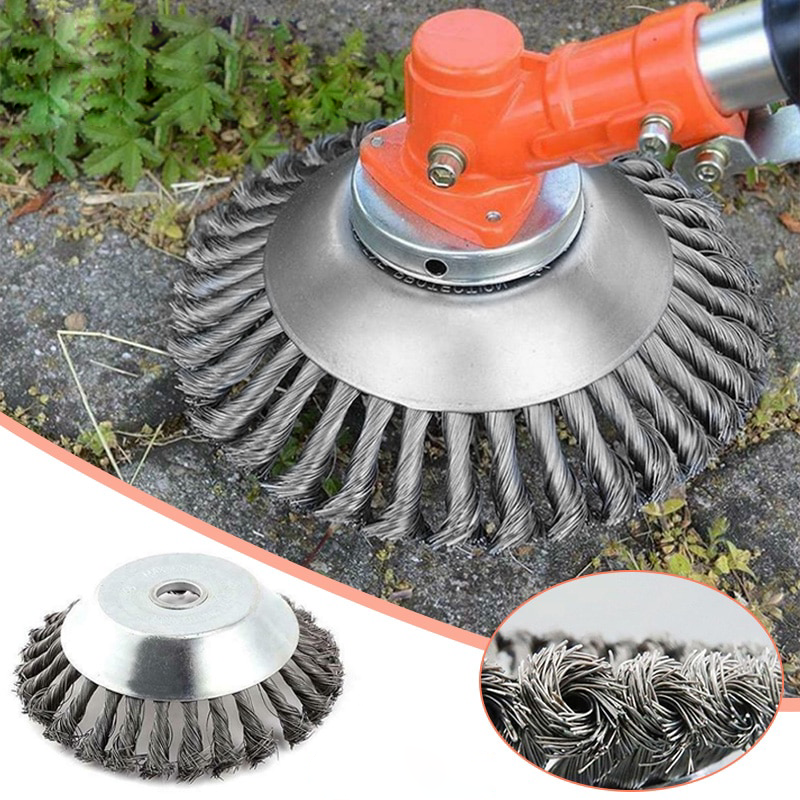 Robuster Stahl Drahtbürsten Trimmerkopf zum effektiven Entfernen von hartnäckigem Unkraut; ideal für Rasentrimmer.