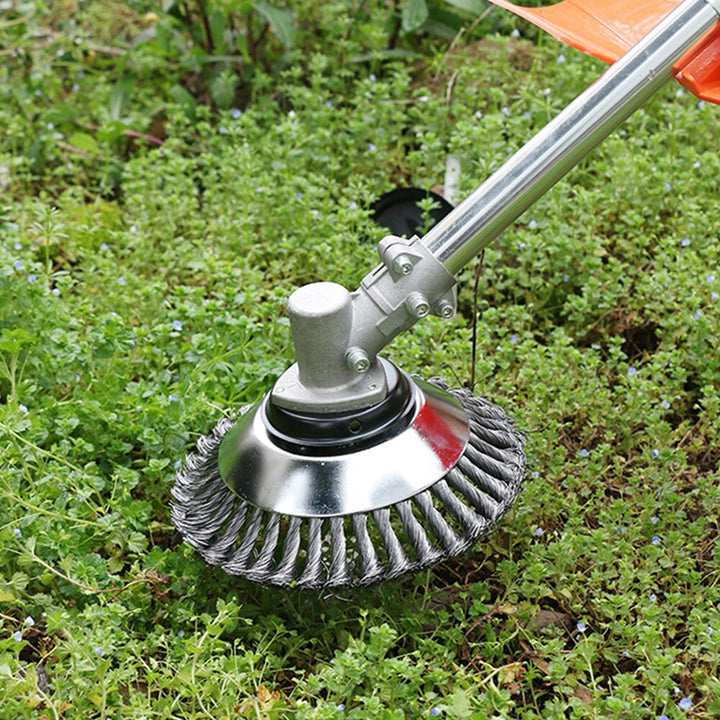 Hochwertige Stahlbürste für Rasentrimmer; perfektes Gartenwerkzeug zur schnellen Unkrautbeseitigung auf harten Flächen.