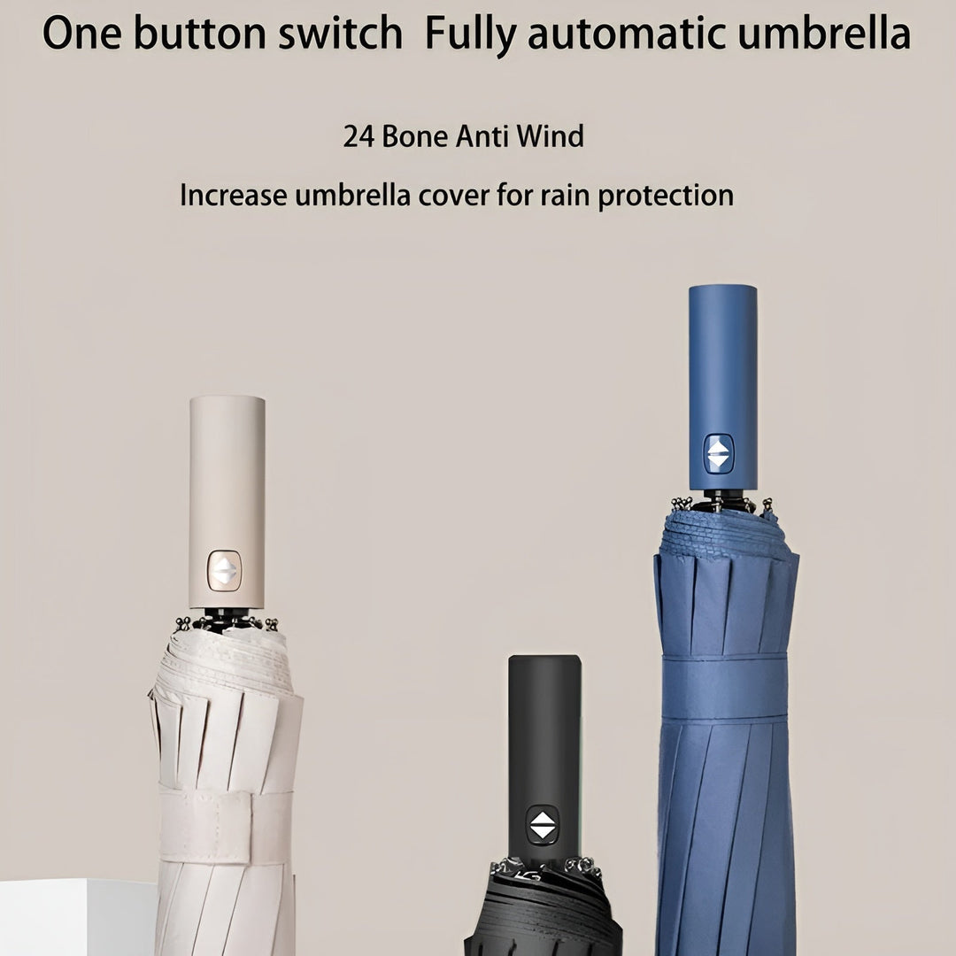 Wetterfester StormShield Allwetter-Regenschirm, robust, automatisch & faltbar, schützt zuverlässig vor Wind & UV-Strahlung.