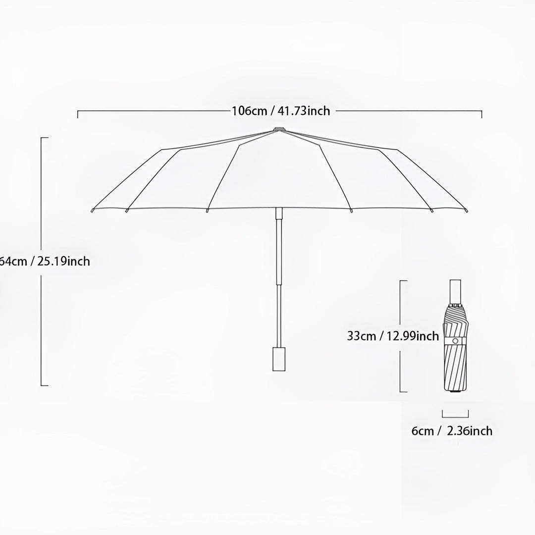 Eleganter schwarzer StormShield Regenschirm, faltbar, mit hohem UV-Schutz, passend für Damen und Herren, robust.