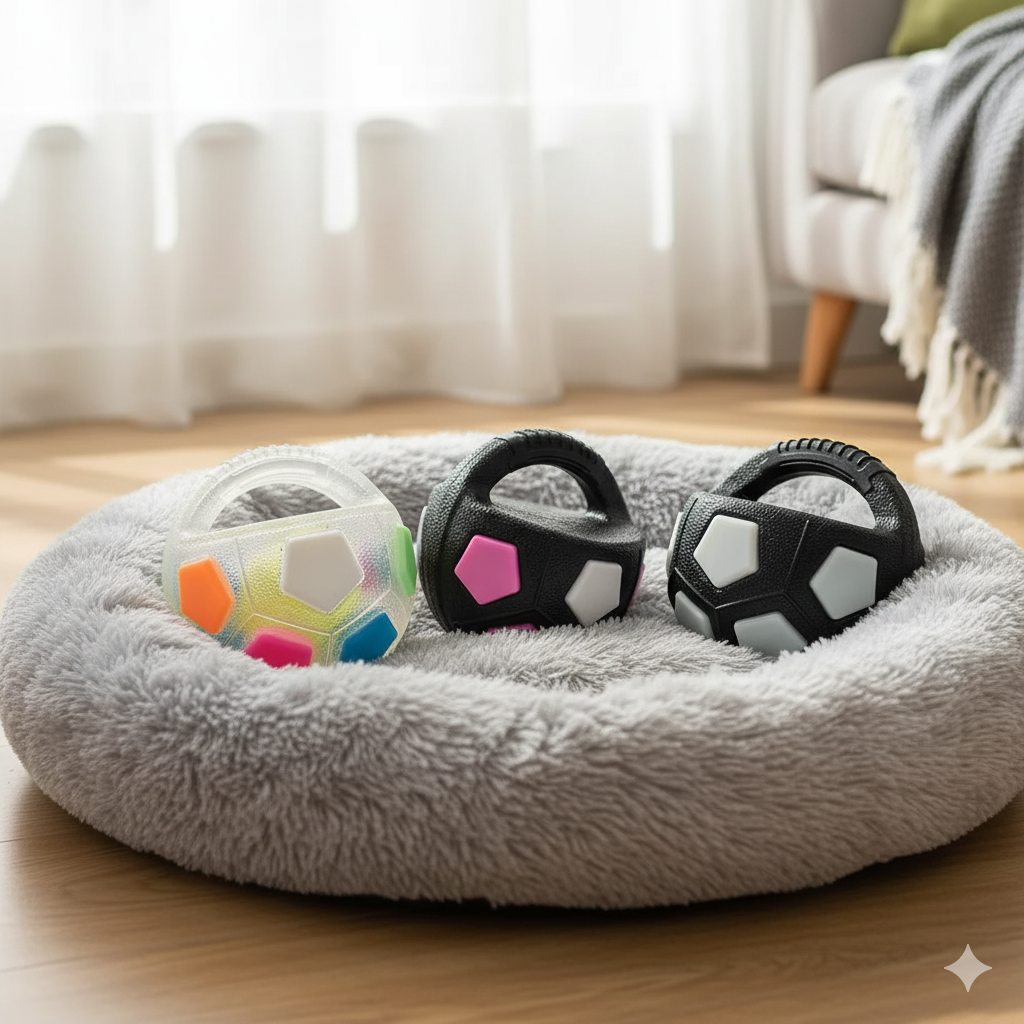 Langlebiger Hundespielball aus TPR, perfekt für aktive Hunde als Kauspielzeug, fördert Stressabbau und Ausgeglichenheit.