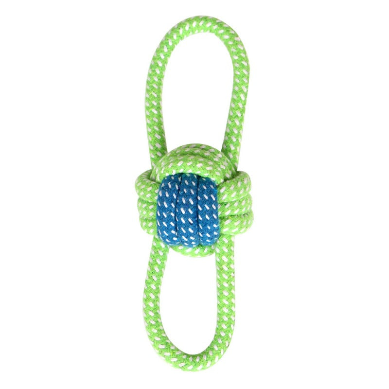 Detailansicht: Geflochtenes Baumwoll-Hundespielzeug, extra robust & waschbar.