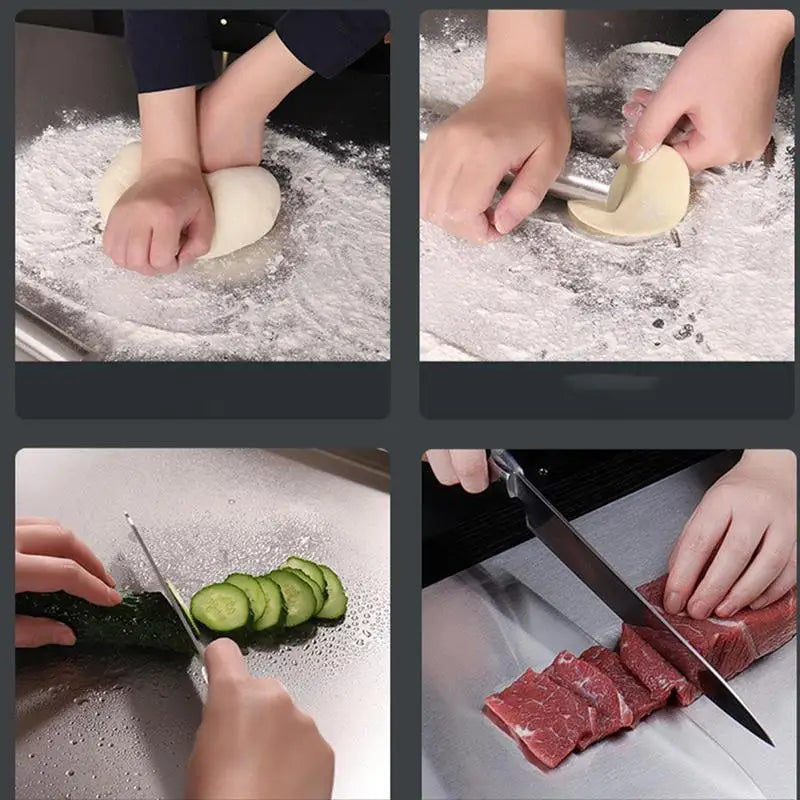 Edelstahl-Schneidebrett für hygienisches Kochen, robust & langlebig, ideal zum Schneiden von Gemüse, Fleisch, Obst.