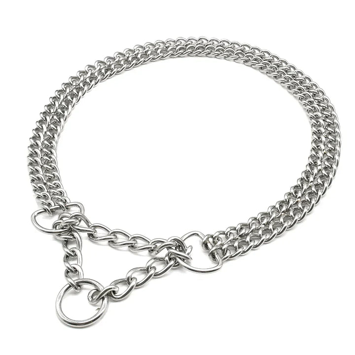 Hochwertiges Edelstahl-Halsband für effektives Hundetraining. Robustes Metall für zuverlässige Kontrolle bei Spaziergängen.
