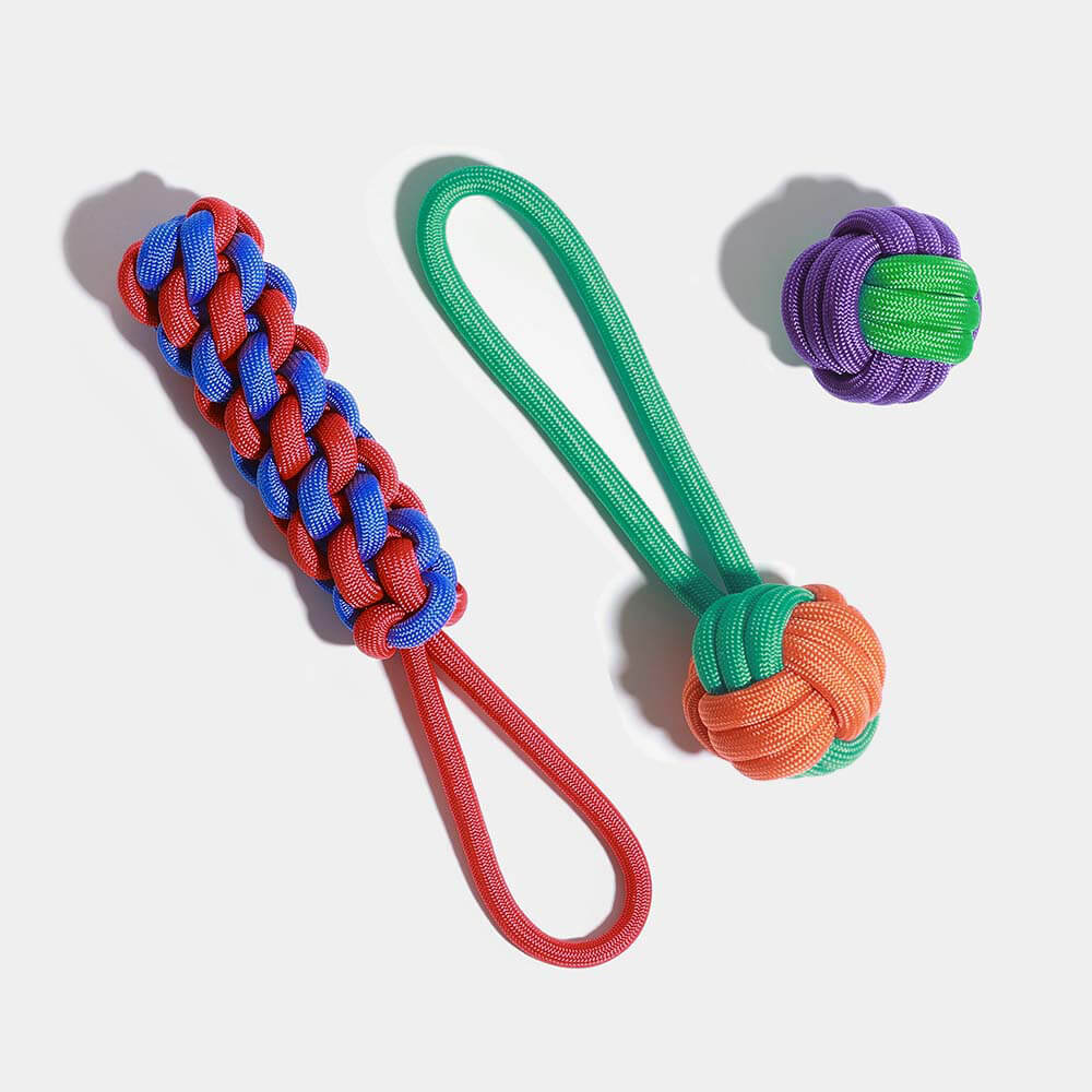Seilspielzeug-Set mit Seilball für Hunde, robust und ideal für aktive Spielstunden & Zahnhygiene.
