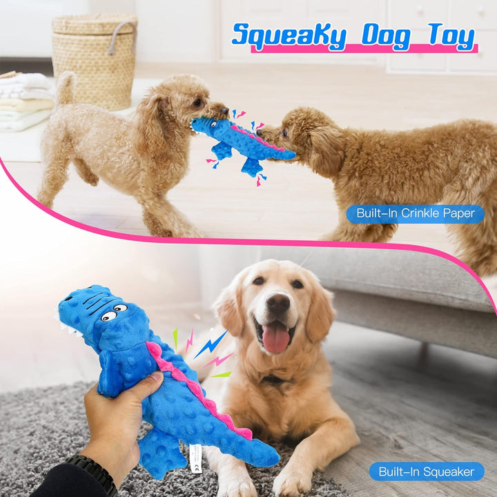 Lustiges Krokodil-Plüschspielzeug für Hunde, robustes Quietschspielzeug für Haustiere zum Kauen.