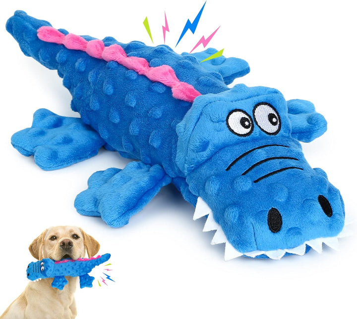 Lila Krokodil-Hundespielzeug, langlebiges Plüsch-Kauspielzeug für Haustiere zum Stressabbau.