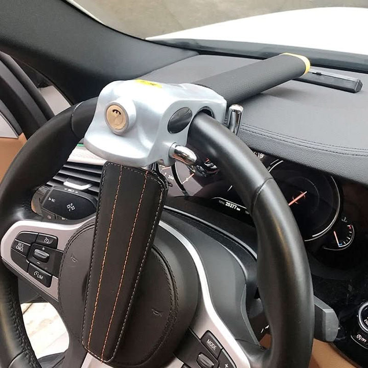 Einfach zu montierendes Lenkradschloss mit Alarm zum Schutz Ihres Autos vor Diebstahl.
