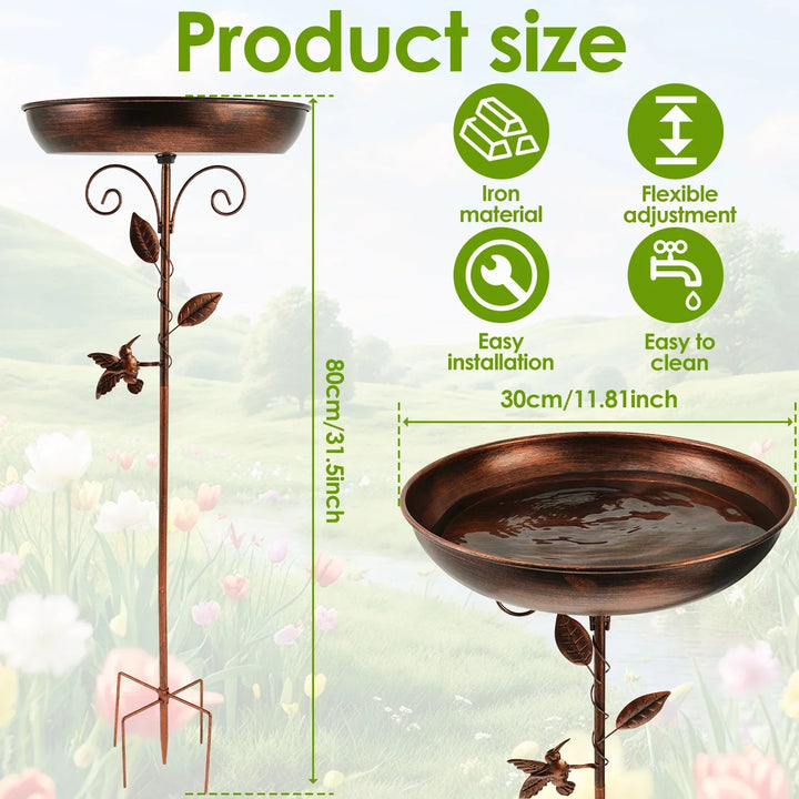 Praktisches Vogelbad aus Metall mit Ständer, eine langlebige Wasserschale für den Garten und die Natur.