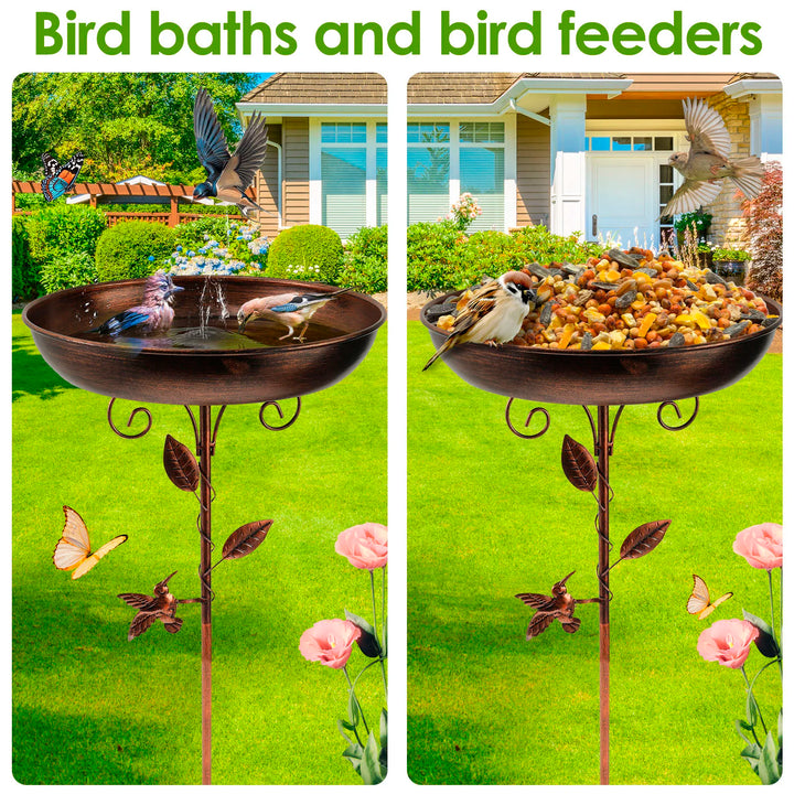 Langlebiges Metall-Vogelbad mit Ständer, bietet Vögeln eine sichere Trinkstelle & verschönert den Gartenbereich.