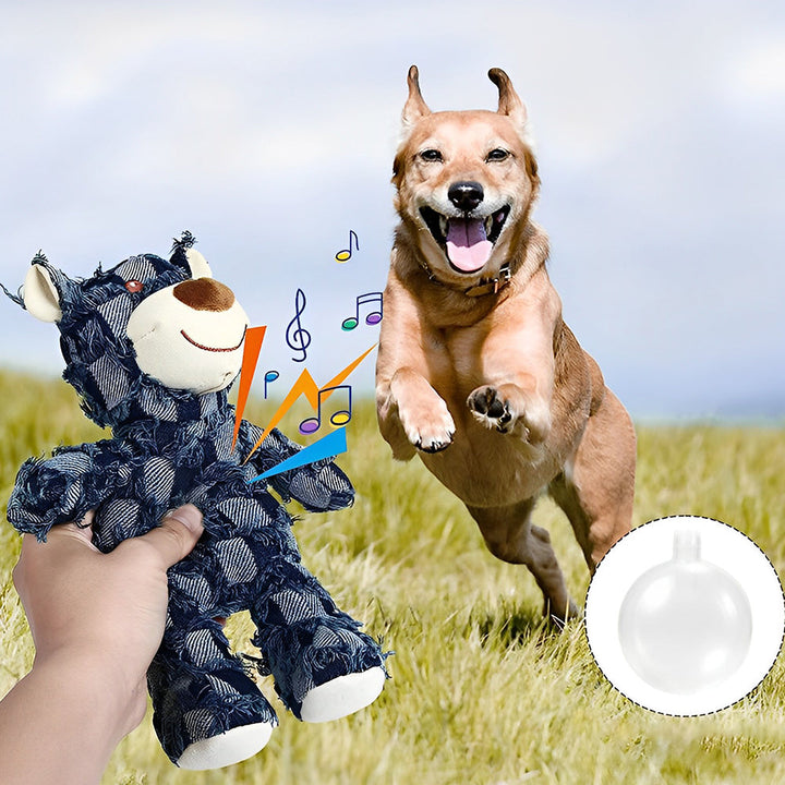 Robustes Plüsch-Hundespielzeug Bär für langanhaltenden Kauspaß. Ideal für Welpen & starke Beißer.
