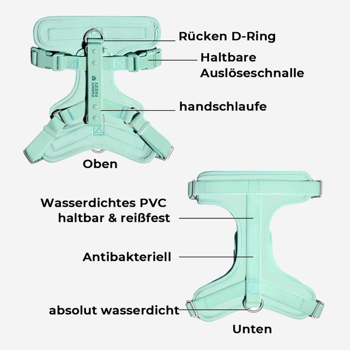 Beerenblaues Outdoor-Hundegeschirr aus reißfestem, wasserdichtem Gummi. Robust und antibakteriell.