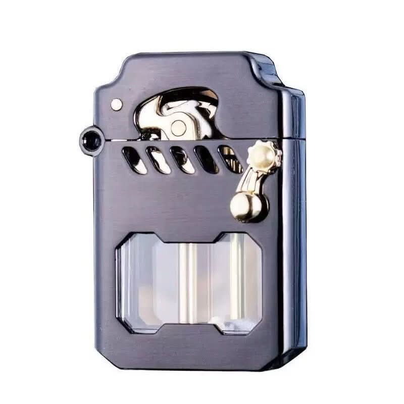 Elegantes winddichtes Feuerzeug aus Metall mit einzigartigem Zahnradmechanismus, ideal für den Alltag.