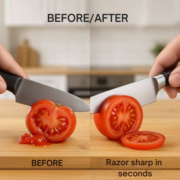 Innovativer Rollschärfer für das präzise und sichere Schärfen Ihrer Messer. Ideal für jede Küchen-Klinge.