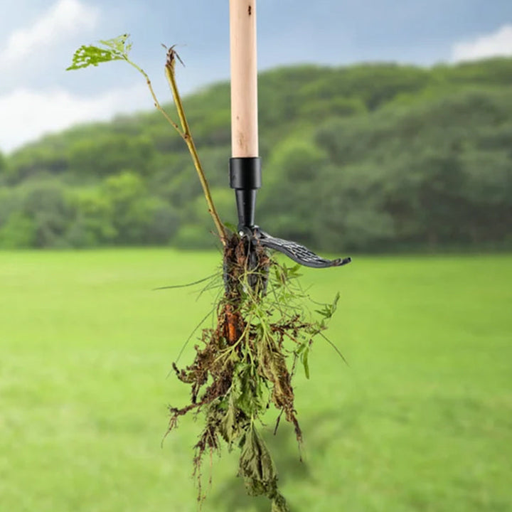 Unkrautentfernung leicht gemacht: RootPuller Unkrautstecher in Aktion für einen gepflegten Garten.