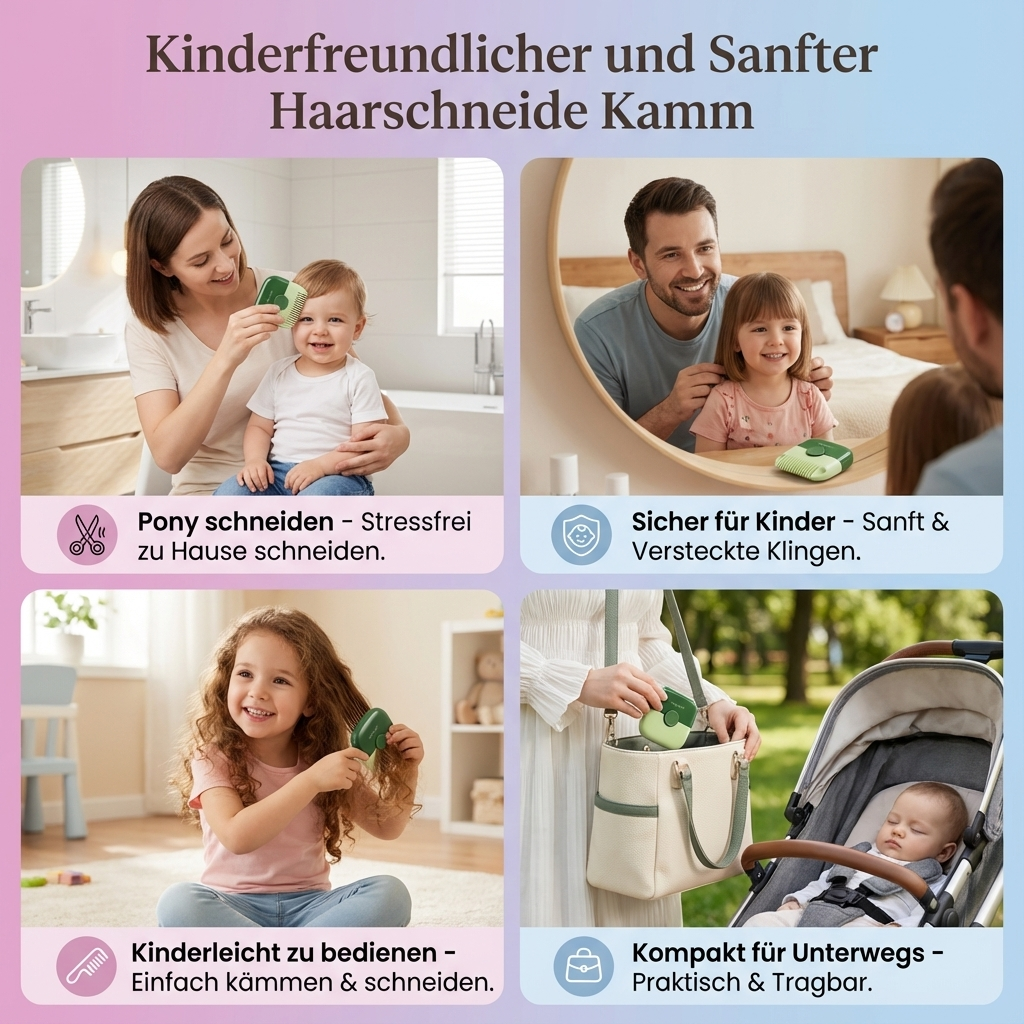 Orangefarbener Kinderkamm, speziell für Kinderfrisuren. Macht die Haarpflege im Familienalltag leicht.