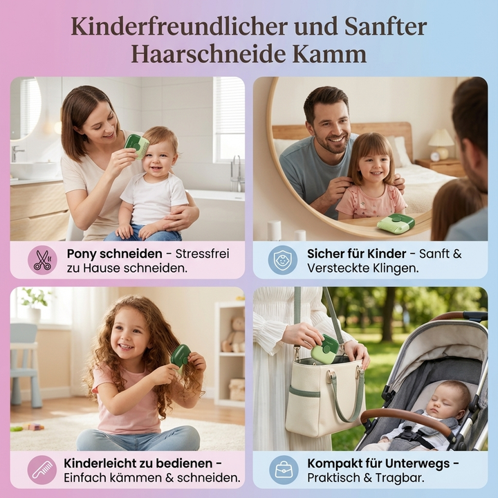 Orangefarbener Kinderkamm, speziell für Kinderfrisuren. Macht die Haarpflege im Familienalltag leicht.
