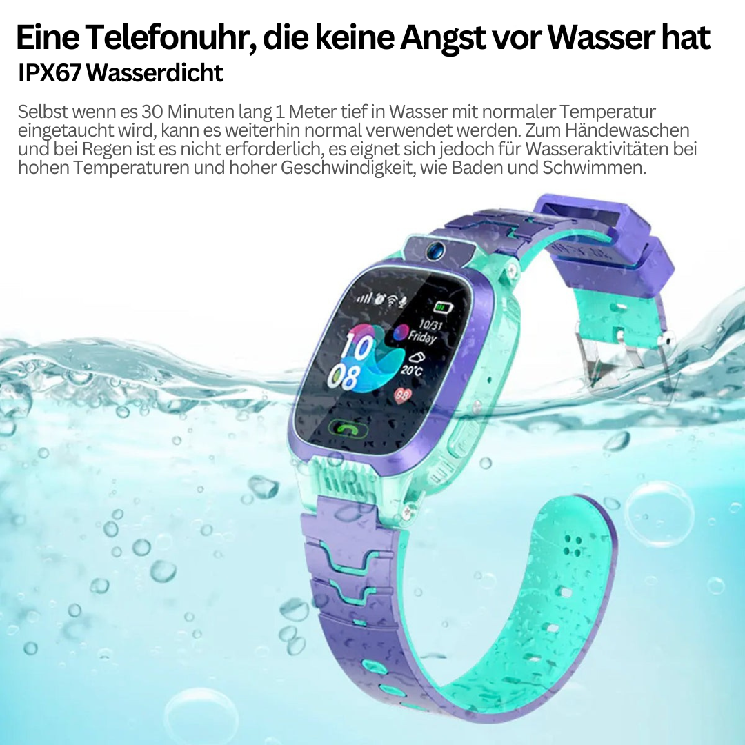 Perfektes Kindergeschenk: Smartwatch mit GPS, Notrufuhr, Schulmodus und wasserdichtem Gehäuse, fördert Selbstständigkeit.
