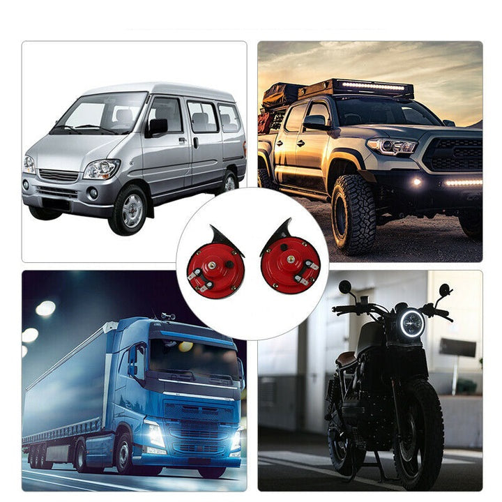 RoadGuard Max laute Signalhorn Auto Hupe, auch passend für Motorrad, SUV und Boot. Rot, 12V, wetterfest, Fahrzeugsicherheit.