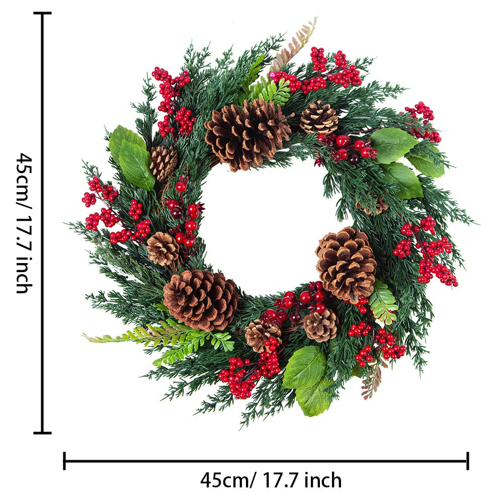 Dekorativer Kunstkranz mit roten Beeren, 45cm. Vielseitige festliche Deko für Weihnachten und Winter.
