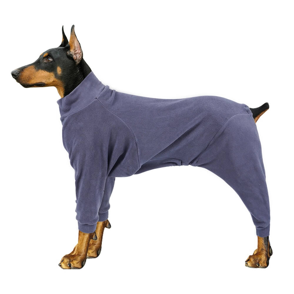 Winter-Hundepyjama für große Hunderassen, kuschelige Bekleidung in Rot für extra Wärme.