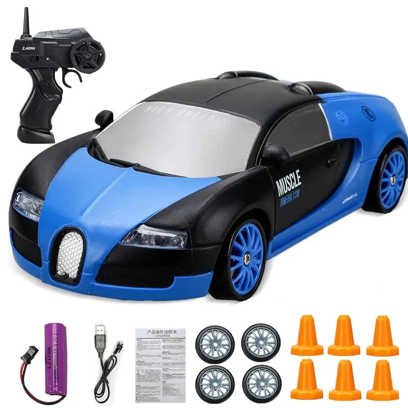 RC Mini Drifter beim rasanten Überholen, symbolisiert pure Geschwindigkeit und Racing.