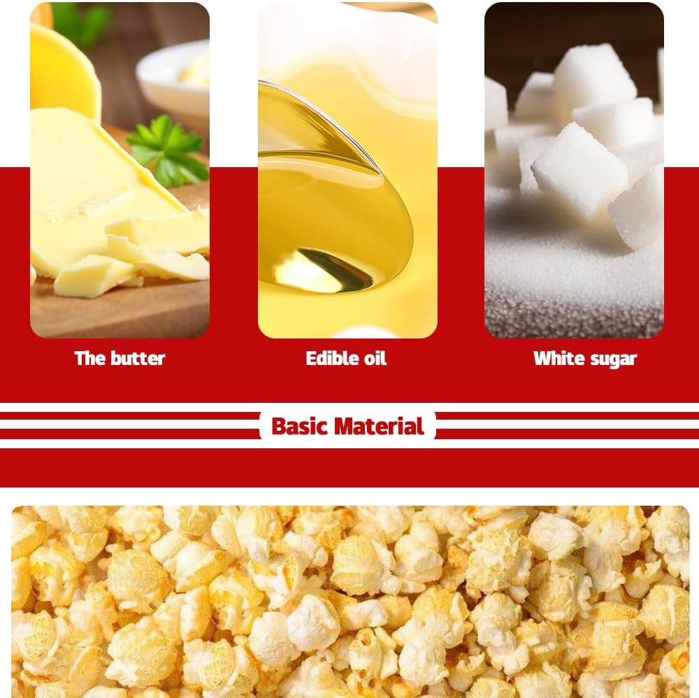 Kompakter Tisch-Popcornmaker, rot, für den Filmabend zu Hause. Mit Timer & elektrischem Betrieb.