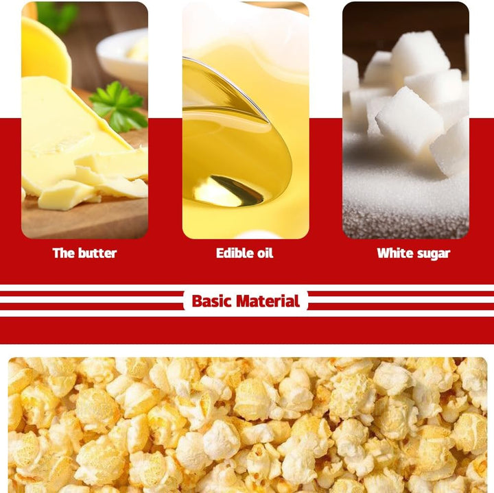 Kompakter Tisch-Popcornmaker, rot, für den Filmabend zu Hause. Mit Timer & elektrischem Betrieb.