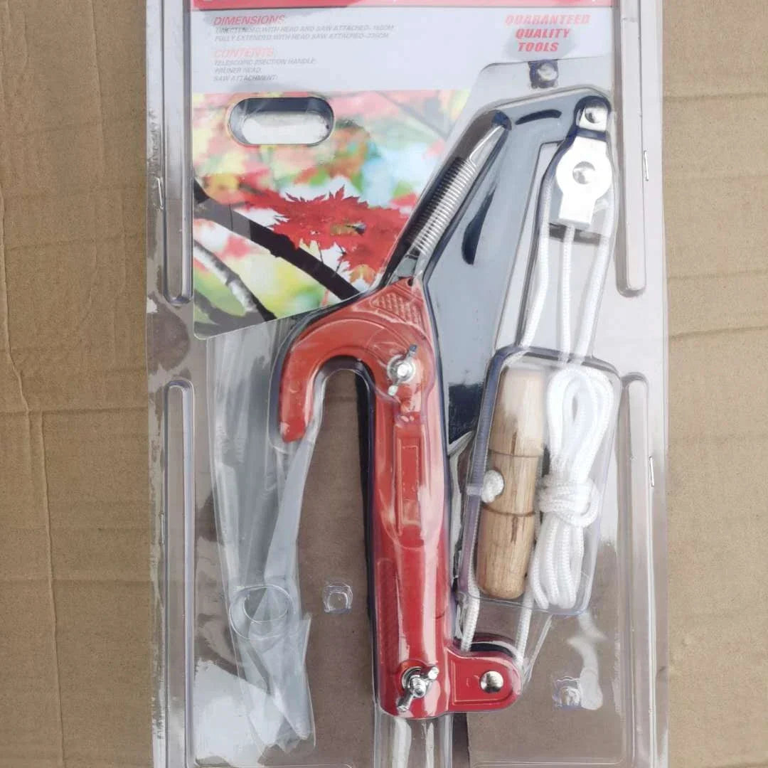 Hochwertiger Teleskop Hochastschneider, rot, mit Seilzug. SK5-Stahl Baumschere für sicheren Baumschnitt im Garten.