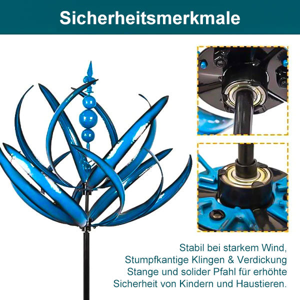 Moderne Metall-Wetterfahne von der Seite, rotierend im Wind, ideal für Terrasse & Außen.