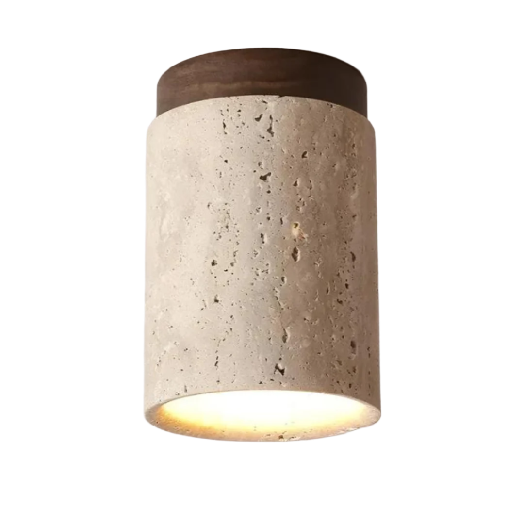 Runde japanische LED-Deckenlampe ZenLight. Moderne Wabi-Sabi Innenleuchte für harmonisches Wohnzimmer Ambiente.