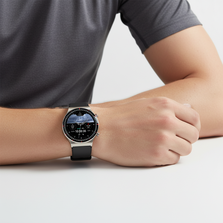 Moderne Smartwatch mit innovativen Medizinsensoren. Ihr tägliches Gesundheits-Gadget am Handgelenk.