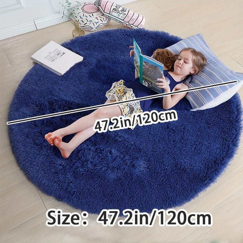 Runder Polyester-Teppich Clouda, pflegeleicht & waschbar. Ideal für Familien mit Kindern & Haustieren.