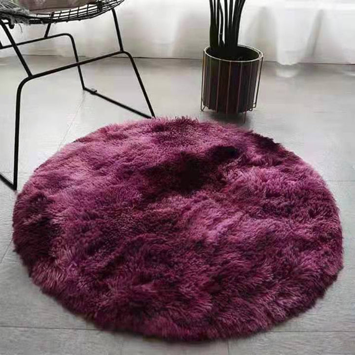 Weicher runder Teppich, flauschig, ideal für Kinderzimmer. Gemütlicher und farbenfroher Polyesterteppich.