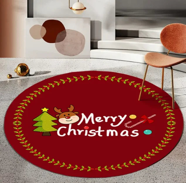 Festlicher runder Weihnachtsbaum-Teppich, dekorative Flanell-Unterlage. Schafft eine warme & gemütliche Stimmung zur Weihnachtszeit.