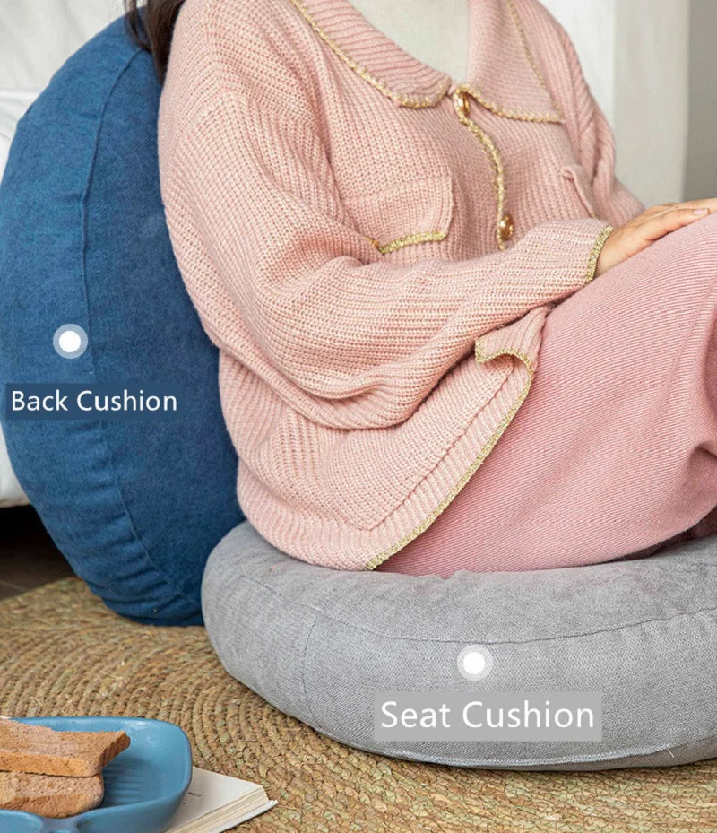 Robustes ZenCushion Meditations- & Yogakissen, rund, für anhaltenden Komfort bei der Entspannung.