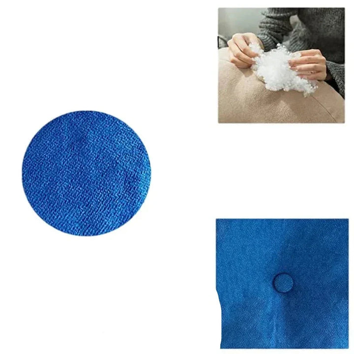 Detailaufnahme des weichen Stoffs vom ZenCushion Meditationskissen, handgefertigt, für optimalen Komfort.