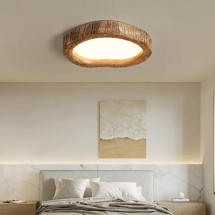 Auralog LED-Deckenleuchte in rustikaler Holzoptik. Schafft stimmungsvolle Ambientebeleuchtung im ganzen Haus.