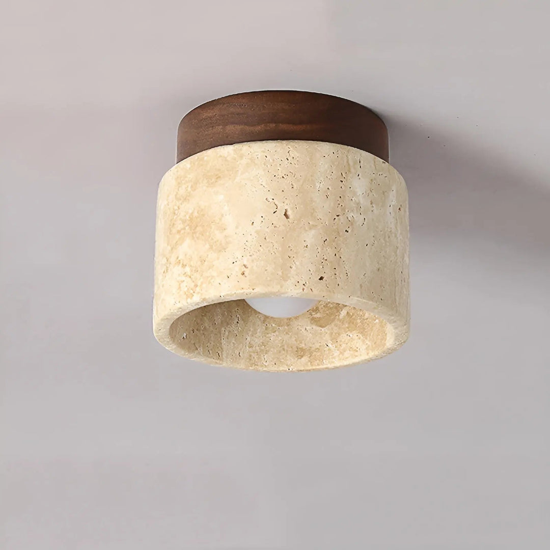 Travertin-Deckenleuchte, blendfreies Downlight, perfekt für Wohn- & Schlafbereiche. Naturmaterialien für Ambiente.