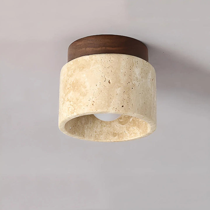 Travertin-Deckenleuchte, blendfreies Downlight, perfekt für Wohn- & Schlafbereiche. Naturmaterialien für Ambiente.