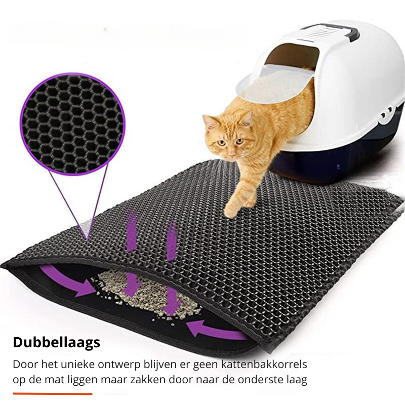 Wasserdichte Katzenstreumatte in Grau mit Wabenstruktur, ideal für Tierpflege und einfaches Reinigen.