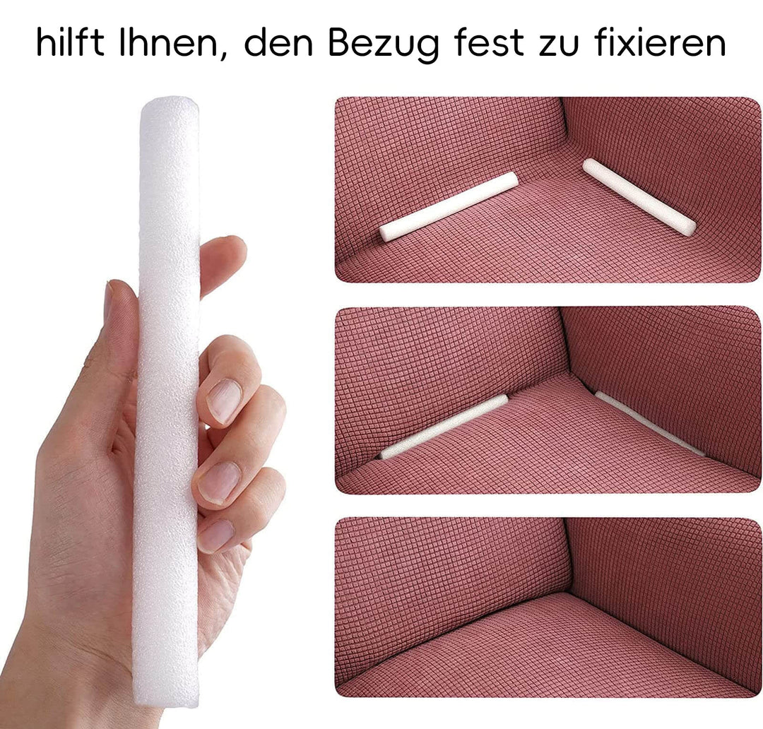 Möbelzubehör für ein ordentliches Zuhause: Rutschfeste Schaumstoffstäbe halten Sofabezüge perfekt in Form.