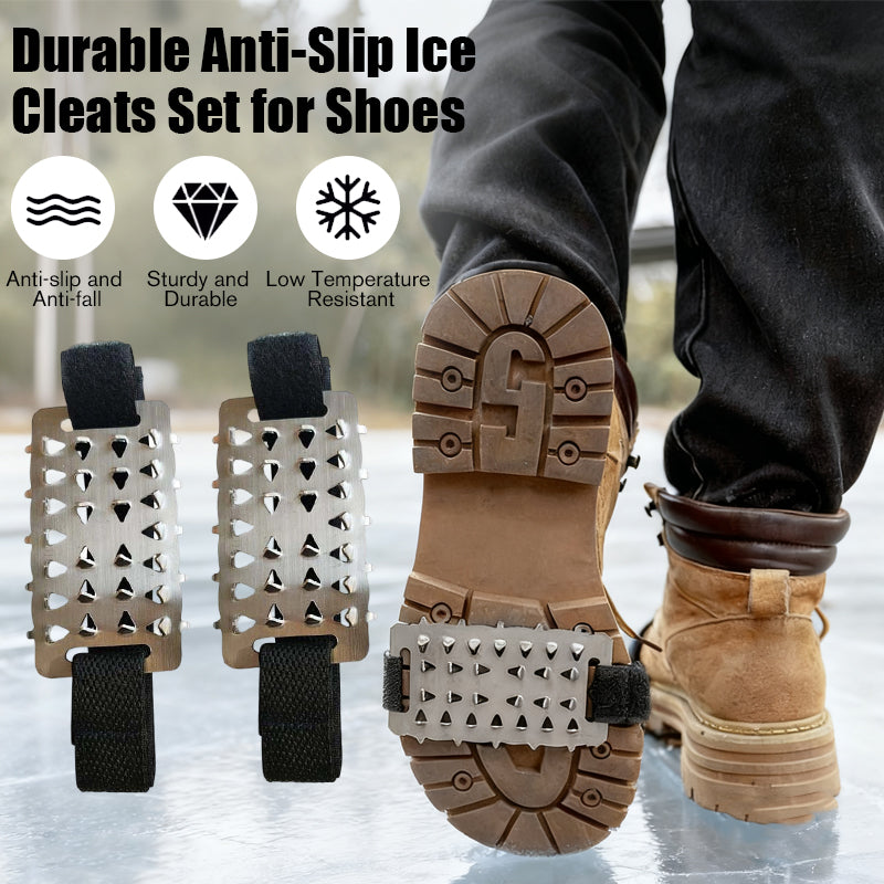Rutschfeste Schuhspikes für sicheren Halt auf Eis und Schnee beim Winterwandern.